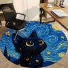 1pc Starry Night Cat Chair Carpet for Office Non-Slip, Machine Washable Rug for Office, Room - Holiday Decor, Machine Made Yy251016048