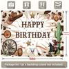 A birthday banner for a cowboy from the west made of polyester fiber suitable for both home and party use.