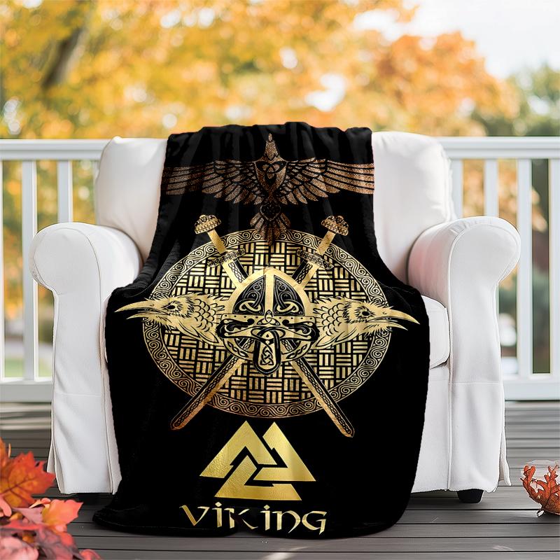 Nordic Mythology Flannel Blanket Soft All-Season Throw, Design for Camping, Car Travel, Hiking Sofa, Bed, Office Perfect Gift for Parties