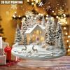1Pc 2D Elegant Acrylic Christmas Decoration Snowhouse & Reindeer Scene Home Office Ornaments Festive Warm Party Gift Photo Props