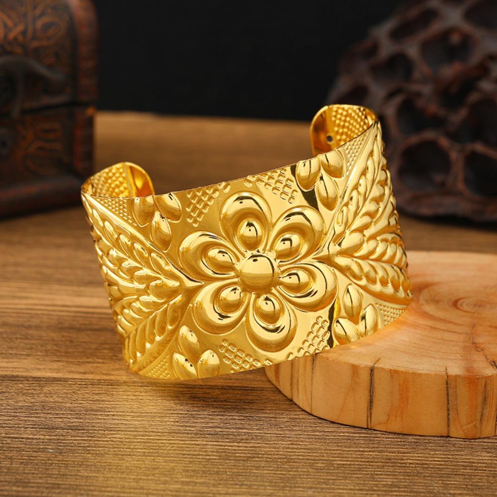 Vintage Golden Wide Bracelet Ethnic Bohemian Bangles  The Water-Sprinkling Festival
