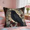 Vintage Black Crow Cushion Cover Square Short Plush Pillow Case Living Room Sofa Home Decor Funda X