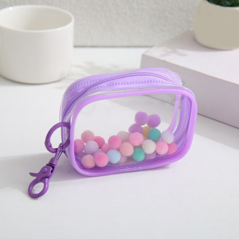 1PC Mini Clear Data Cable Storage Box Outdoor Travel Headset Multifunctional Storage Bag Data Cable Round Storage Cute PVC Bag