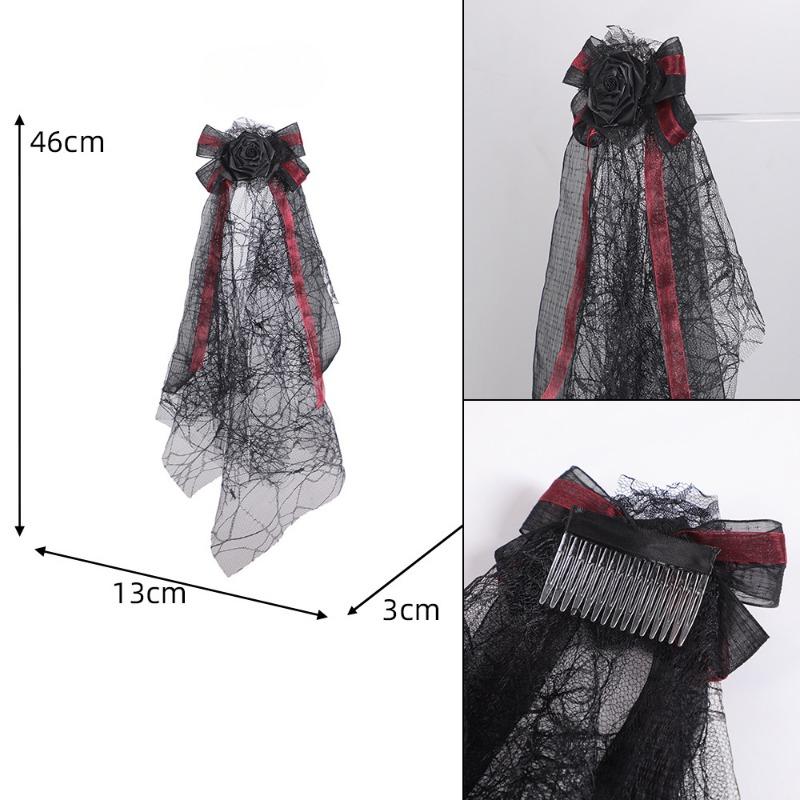 Witch Veil Bride Party Hair AccessoryDay of The Dead Makeup Headband Halloween Short Veil