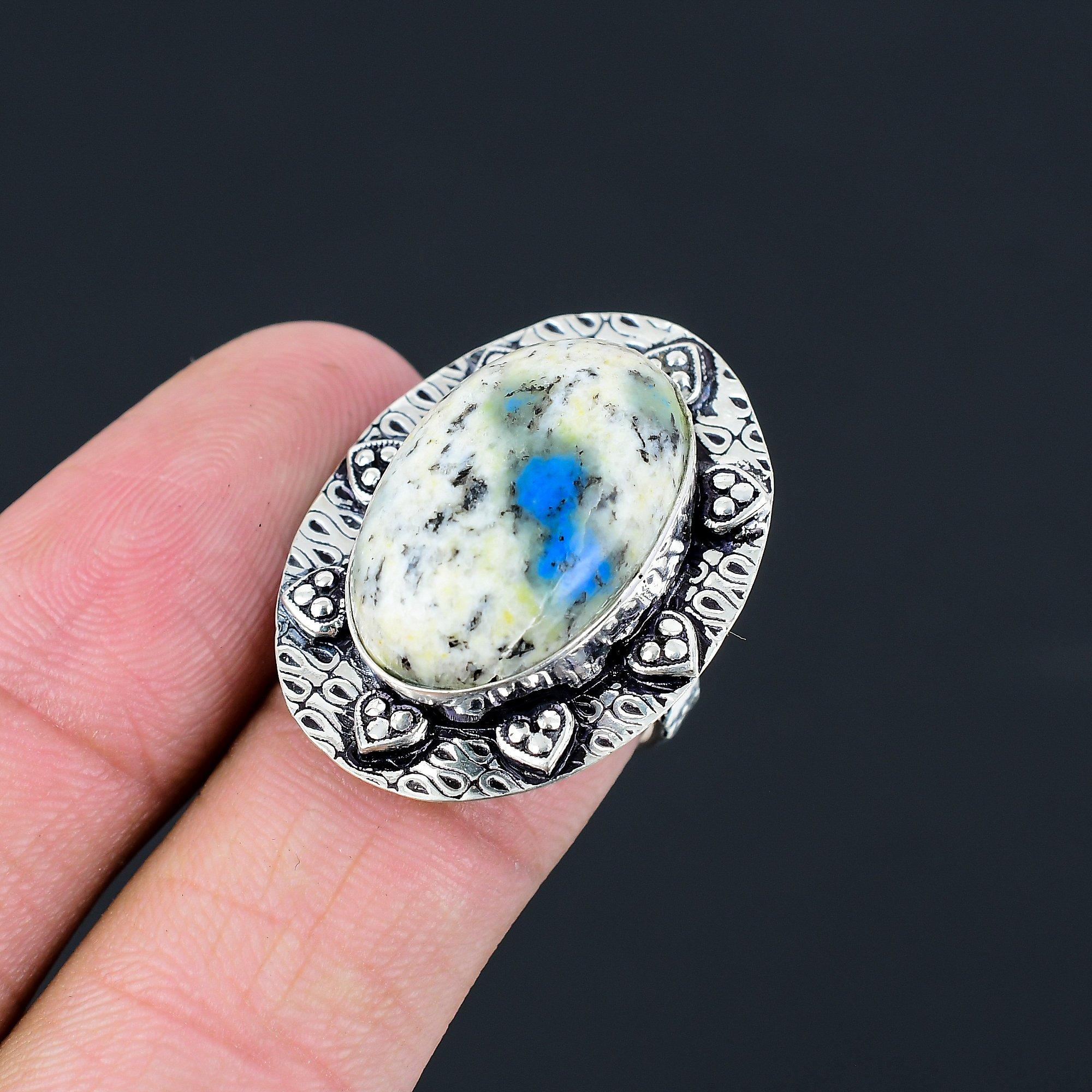 Natural K2 Jasper Gemstone 925 Silver Multi Stone Ring Size 7.5 For Girls 7.5