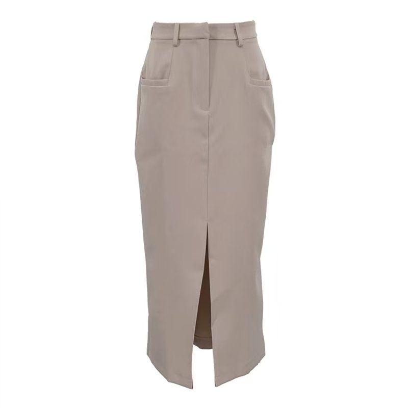 

Fashion Style New Arrival High Waist Slit Stylish Bodycon Dress Skirt High Waisted Split Skirt Khaki S