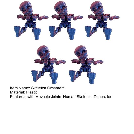 5Pcs/Set Human Skeleton Ornament Mini Halloween Skeleton Figurine with Movable Joints Poseable Articulated Skeleton Decoration