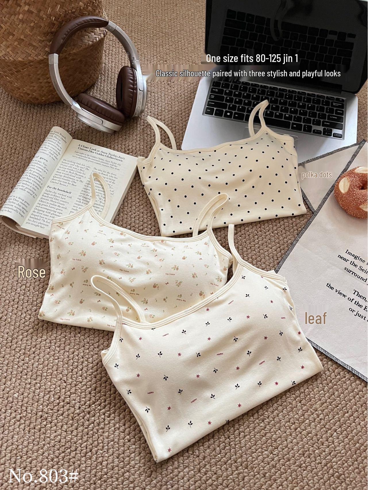 Korean Style Polka Dot Padded Camisole – Versatile Inner/Outer Wear Polka Dot [1cm Regular Cup]