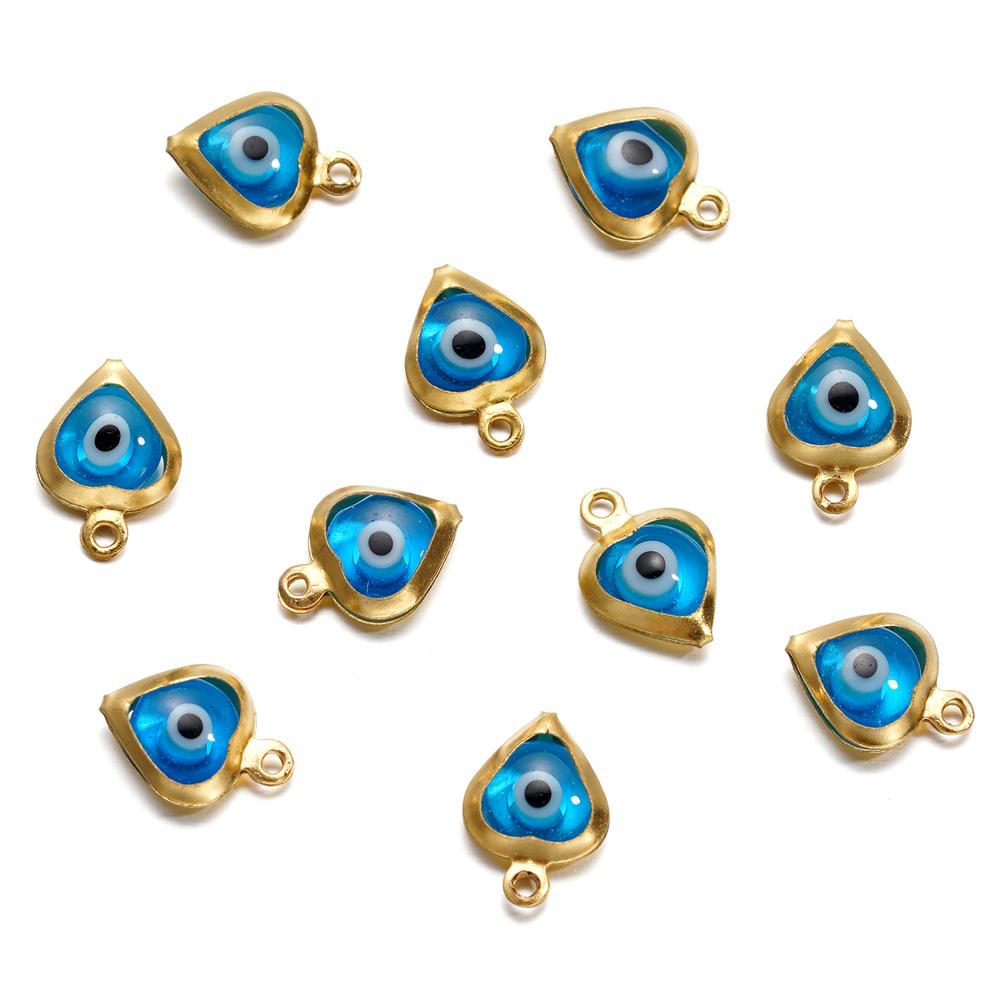 10pcs/lot Evil Eye Gold/Silver Color Tone Charms Connectors Beads For DIY Bracelet Bangle Pendant Jewelry Accessories