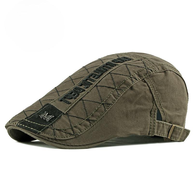 

British Retro Cotton Beret for Men Women Quilted Flat Cap Korean Fashion Patchwork Newsboy Hat Casual Duckbill Cap Vintage Forward Hat 56-60cm армія зелений колір
