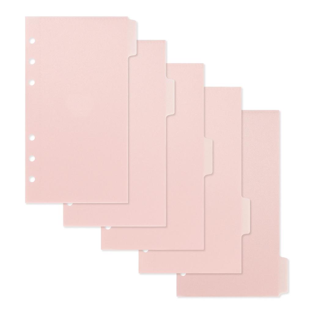 A6 5Pcs Colorful Binder Pockets Binder Zipper Folders for 6Ring Notebook Divider Page Waterproof PVC Leaf Document Filing Bag