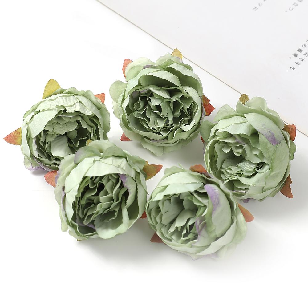 5/10Pcs Peony Artificial Flowers 4.5cm Silk Fake Flower for Home Room Decor Garden Wedding Decoration Bride DIY Wreath Accessory