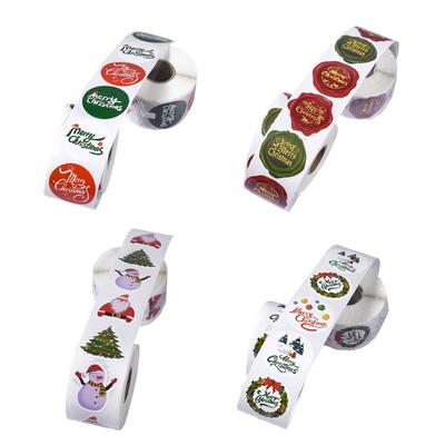 500pcs Merry Christmas Stickers Santa Claus Snowman Tree Gift Packaging Sealing Sticker Candy Bag Box Seal Labels Decor