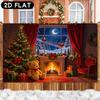 1Pcs Christmas Fireplace Plush Doll Decoration Background Winter Backdrop For Photo Studio Photo Booth Party