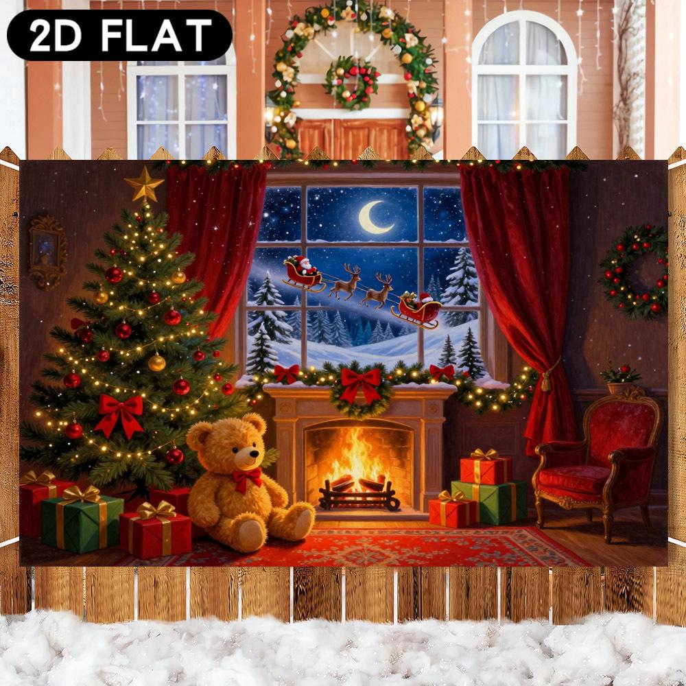 1Pcs Christmas Fireplace Plush Doll Decoration Background Winter Backdrop For Photo Studio Photo Booth Party