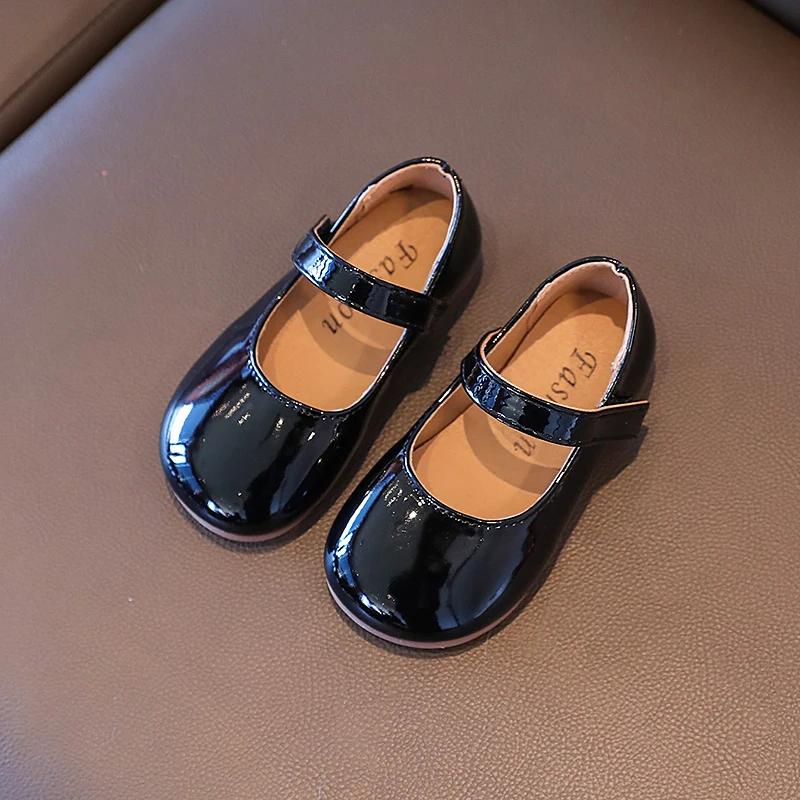 Plain Patent Leather Ballet Flats Baby Girls Concise Round Toe Mary Jane Shoes Kids Soft Sole Casual Dress Zapatos In Red White