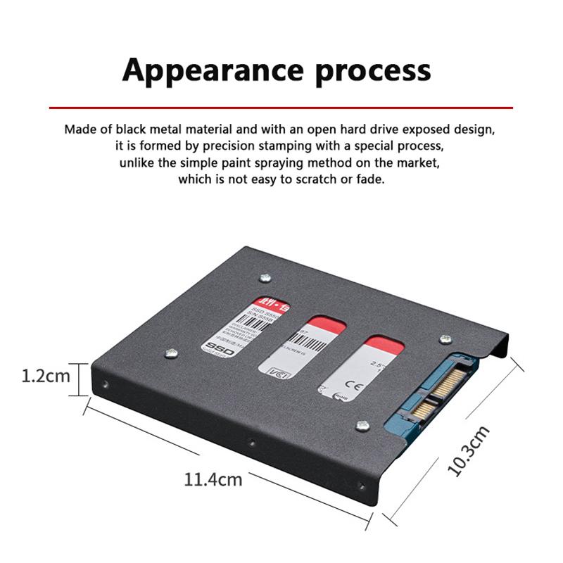 Black 2.5" Skids For Ssd To 3.5" Bay Caddy Tray Hard Drive Hdd Metal Mounting Dock Tray Bracket Adapter Converter Enclosure