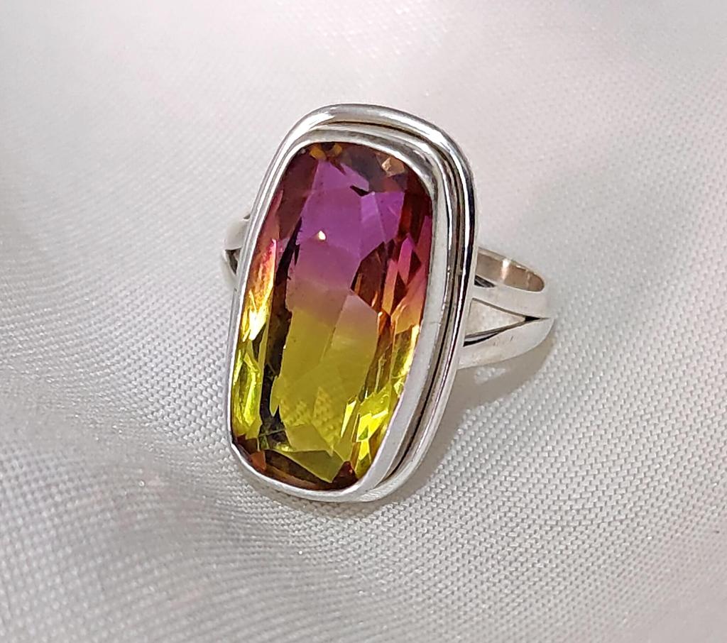 Ametrine Ring, 925 Solid Sterling Silver Ring, Boho Ring, Handmade Jewelry, Multi Color Gemstone, Engagement Ring, Gift for Her