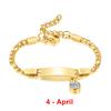 Vnox Customizable Bracelets for Little Girls, Engrave Name Date Stainless Steel Bangle with 12 Birth Stone Charm,Girls Boy Gift