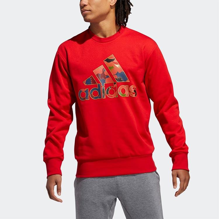 adidas Large logo Printing Basketball Sports Pullover Red Men's GH5007