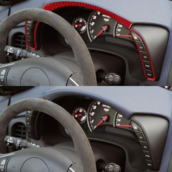 Red Carbon Fiber Car Front Dashboard Button Frame Cover For Corvette C6 2005-13