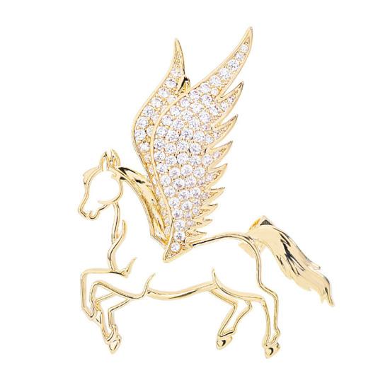 Rhinestone Horse Brooch Sweater Cardigan Coat Business Suit Zodiac Animal Lapel Pin Men Women Fashion Jewelry Clothing Accessories