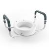VEVOR Raised Toilet Seat, 3.5" Height Raised, 300 Lbs Weight Capacity, for Standard Round Toilet, Aluminum Handrail, with EVA Armrest Padding