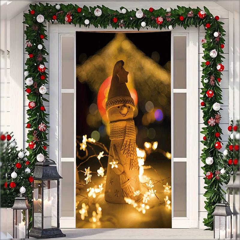 Stretch Fabric Christmas Door Tapestry - Santa Claus Gift Background for Holiday Parties