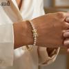 EFFIE QUEEN 100% S925 Silber 14k Gold Rund geschliffener Zirkonia Tennisarmband Einfacher Schmuck für Damen, Herren Hochzeitsfeier SB204
