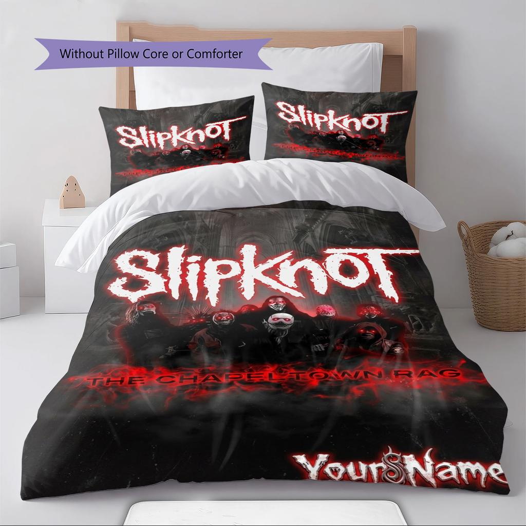 Name Custom Slipknot Pattern Bedding Set Quilt Cover Pillowcase Home Decor Gift (1 * Duvet Cover + 2 * Pillowcase, Without Core)