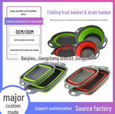 Foldable Water & Vegetable Basket Set: Large/Small Telescopic Strainers