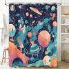 Space-themed Shower Curtain Set Featuring Vibrant Planets and Galaxies Perfect for a Modern Bathroom Decor Upgrade!