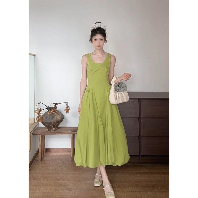 In Stock French Girl Style Sleeveless Vest Dress Women's Summer High-end Fashion Bud Long Dress Children