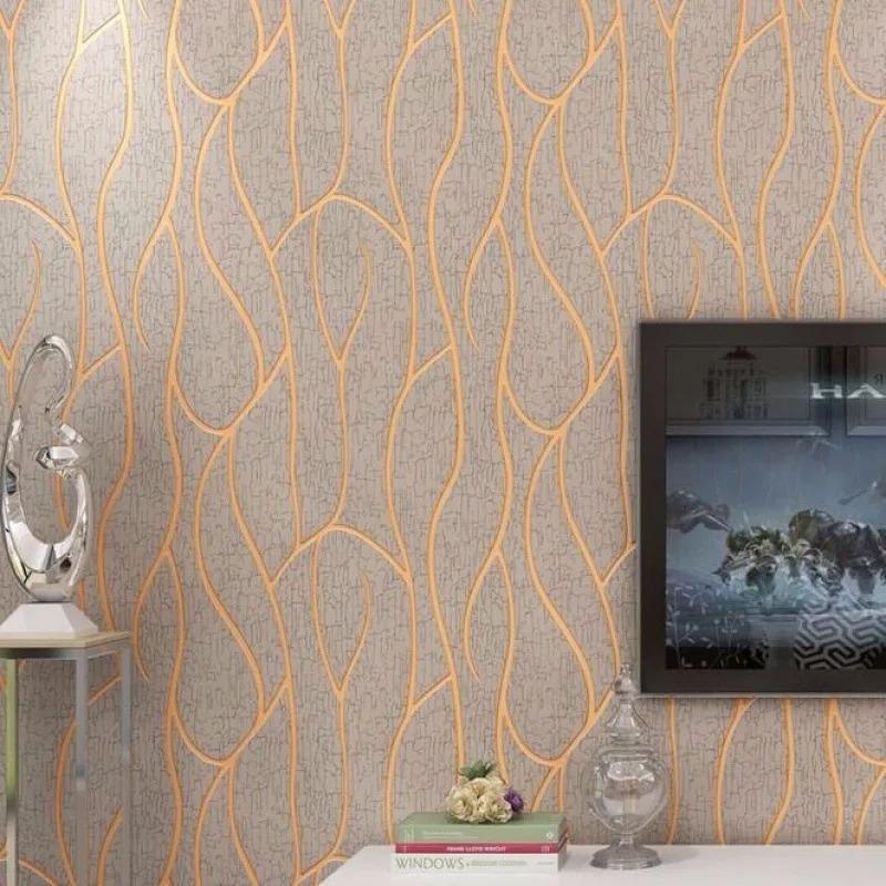 53cm minimalist modern European style non-woven wallpaper  3D curved stripe decoration  room background wall sticker