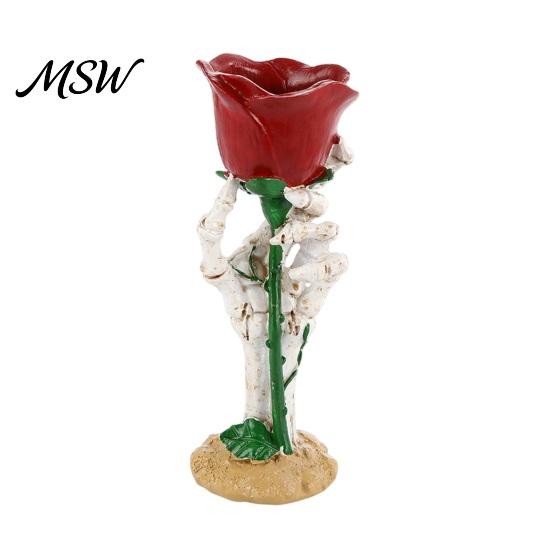 Decorative Skeleton Hand Gift Halloween Rose Candle Holder, Gothic Resin Ornament Table Ornaments for Home Decor, Dark Style Romantic Atmosphere