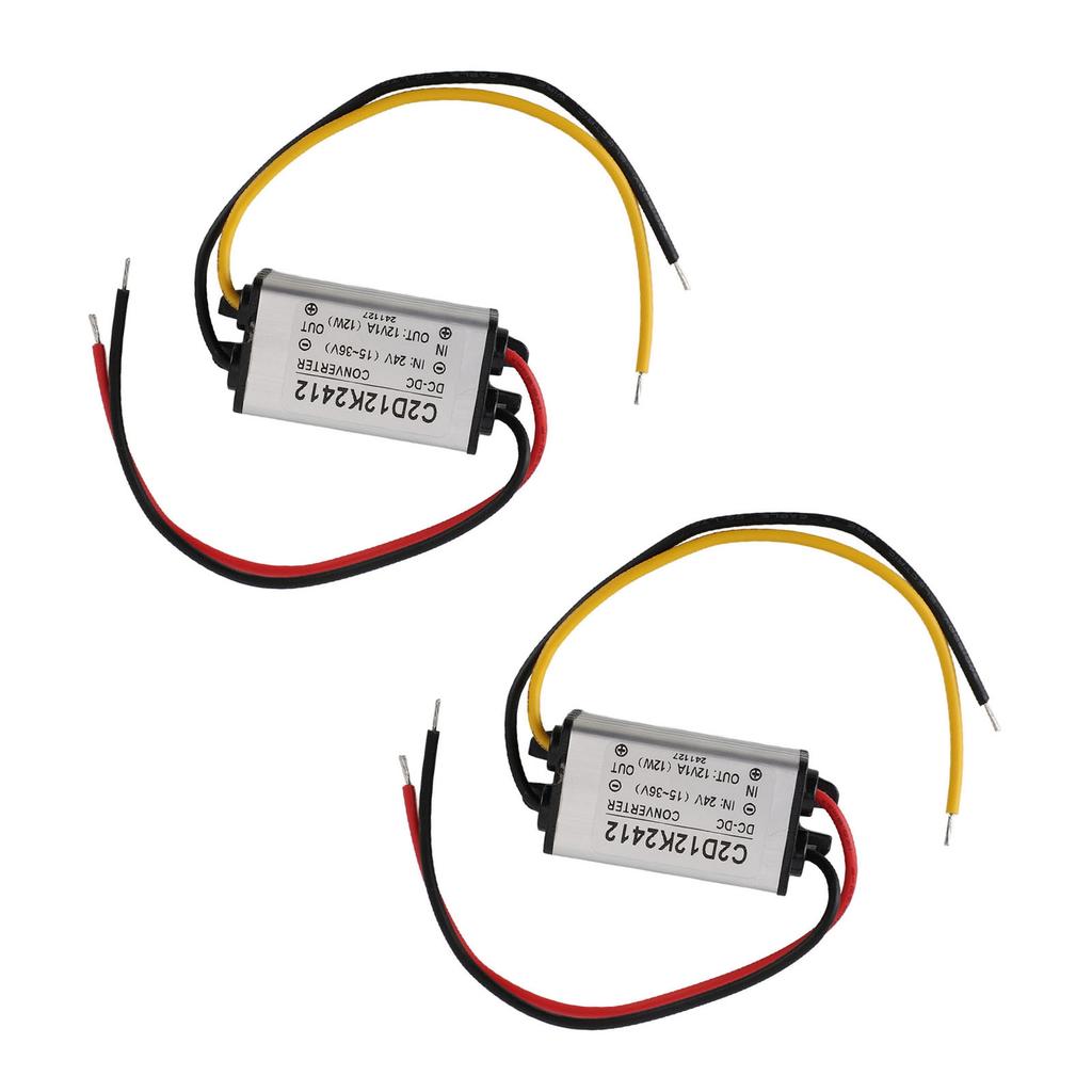 Dual Pack 24V to 12V 1A Converter IP68 Submersible - Voltage Regulator for LED Lights / CCTV Cameras & Solar Systems (Short Circuit Contr