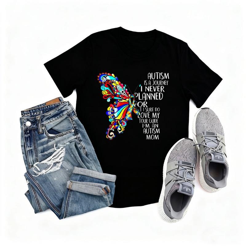 Autism Is A Journey Im An Autism Mom Autism Mom Shirt Autism Awareness Aware Autism Mother Comfortable Cotton Shortsleev Tees S