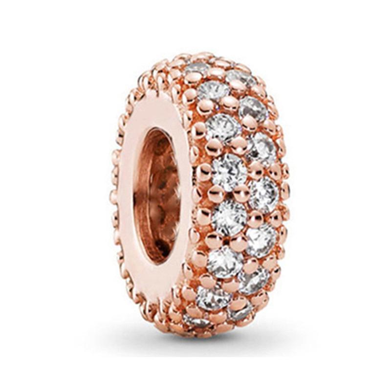 Rose Gold Large Hole Loose Beads Pendant For DIY Pulsera Necklace Accessories Women Fine Jewelry Gifts