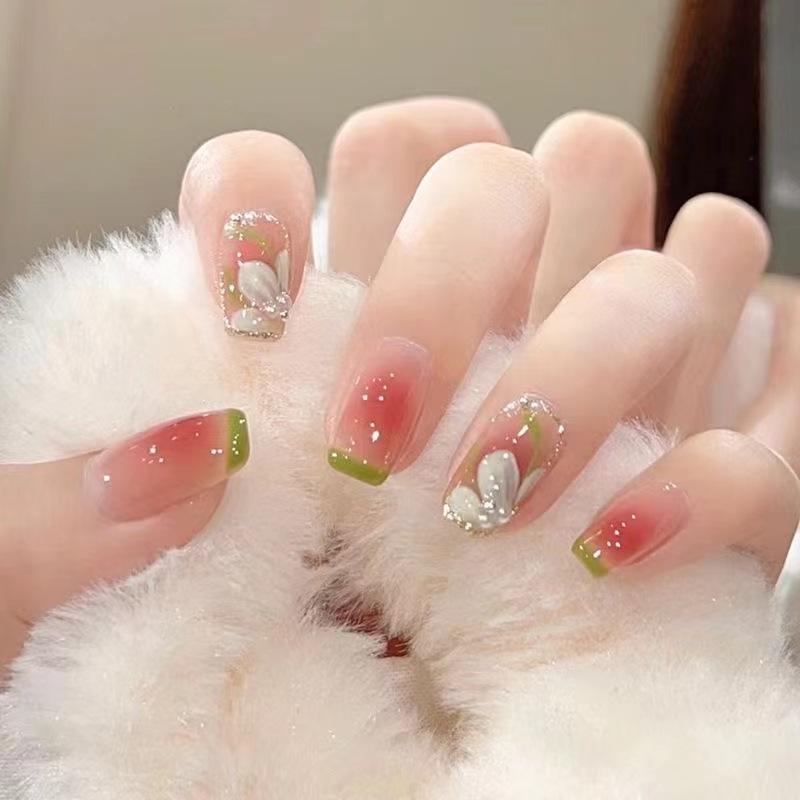 Little Bear Glitter Blush Aurora Gradient Nail Art - Sweet Pure Desire Style