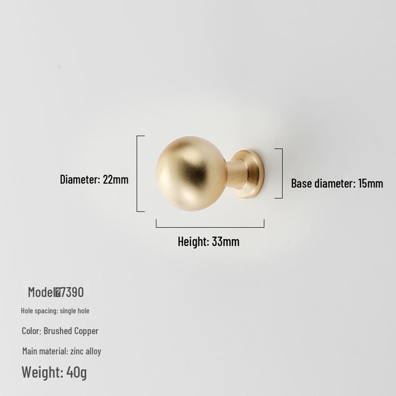 American Minimalist Zinc Alloy Single Hole Handle for Drawer, Shoe Cabinet, Wardrobe - Bright Silver/Gold Finish