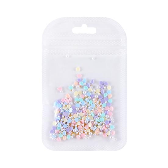 1 Set Flower Petal Nail Art Charm 3D Resin Floral Petal Golden Beads DIY