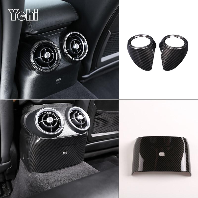 Fibră de carbon ABS pentru Alfa Romeo Giulia 2017-Rândul din spate al mașinii Capac prize aer condiționat Trim Accesorii interioare auto