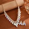 European & American Fashion Crystal Necklace and Earring Set: Bridal Wedding Jewelry Accessories