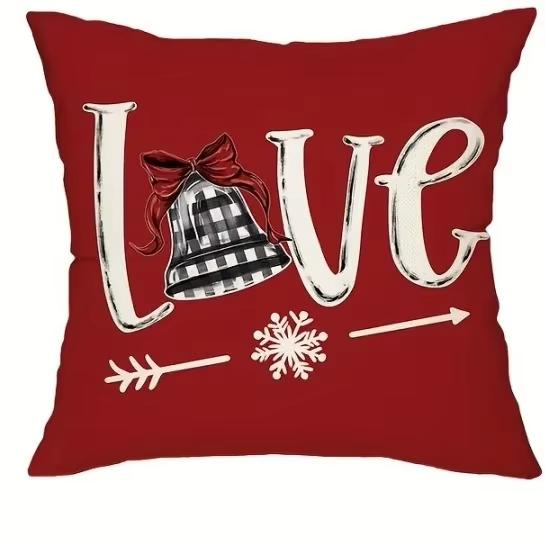 

Red Christmas Snowman & Deer Pillow Covers Sofa Decorative Home Double-sided Print Square Pillow Living Room Pillowcase Gift 18x18Inch