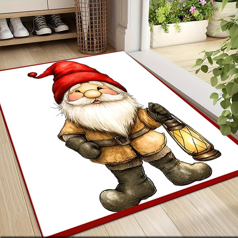 1Pc Christmas Gnome Parade Carpet Rug Soft Washable Antislip Home Living Room Sofa Mats Personalized Christmas Rug