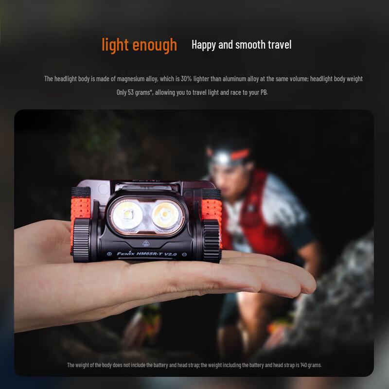 Fenix HM65R-TV2.0 Ultraleichte Stirnlampe für Trailrunning