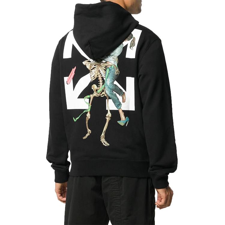 Off-White Pascal Skeleton Print Hoodie FW20 Men Tops Black OMBB034F20FLE0031010