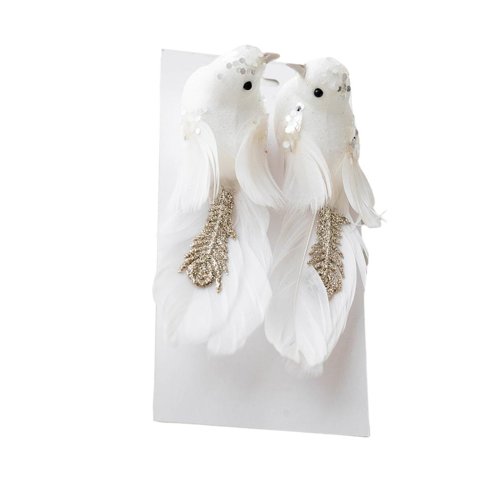 2Pieces Festive Feathered Bird Hangings Decorative Feather Birds Hangings Ornament in Festival Shade for Decors