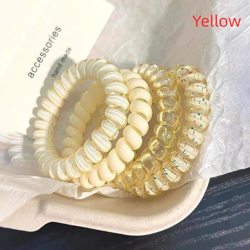 4Pcs Womens Spiral Hair Ties Telephone Wire Cord Elastic Hair Bands Accessories For Daily Travel Party Use
