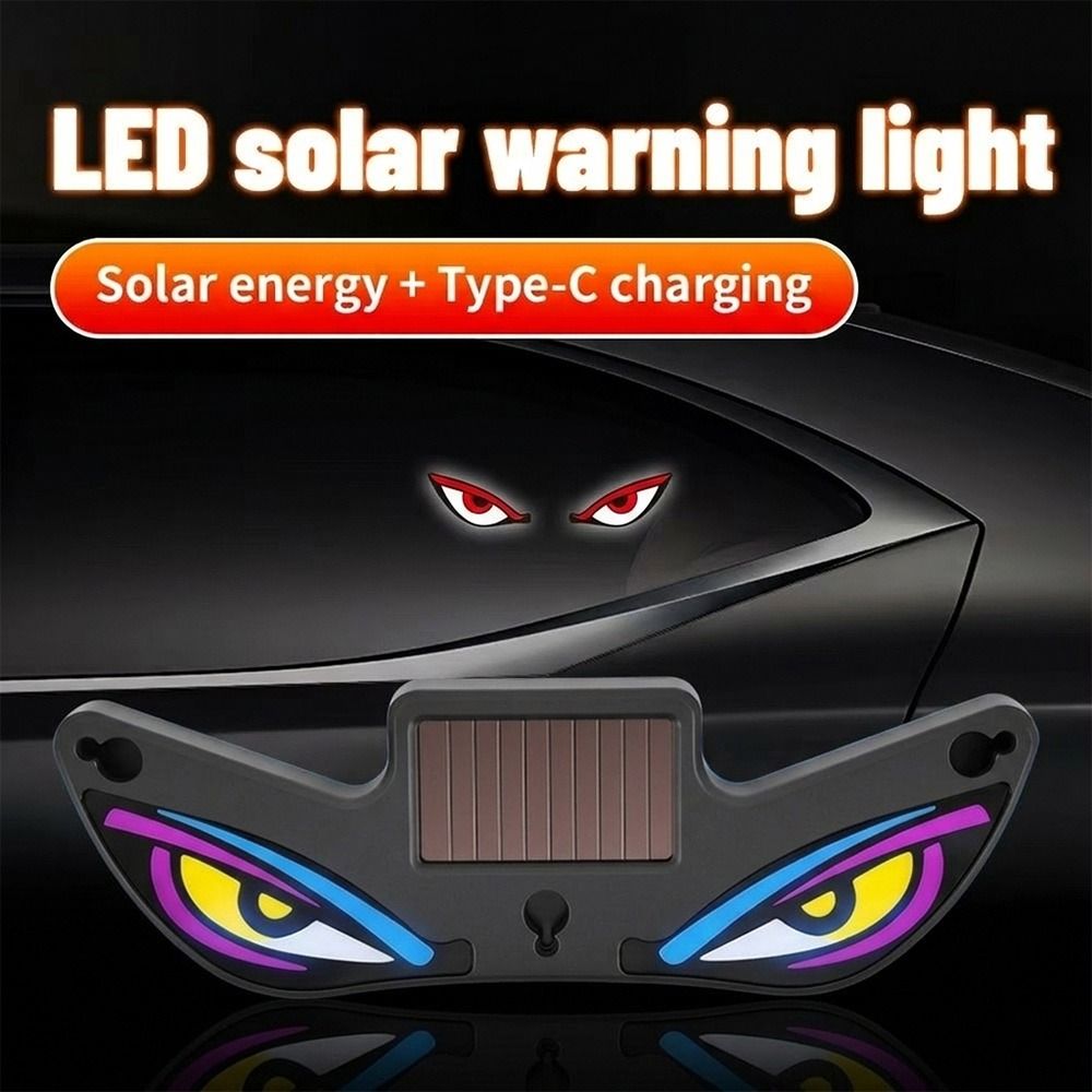 Wireless Solar Devil Eyes Car LED Warning Light Suction Cup LED Car Light Car Atmosphere Light